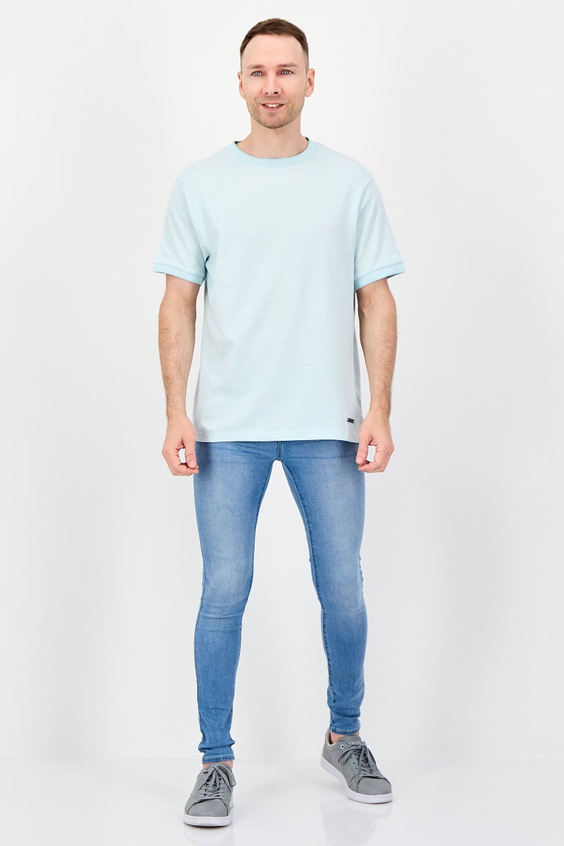 Bench Men Crew Neck Short Sleeve Brand Logo T-Shirt, Ice Blue - Image 4